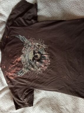 Affliction Brown Short Sleeve Skull & Wings Graphic Tee